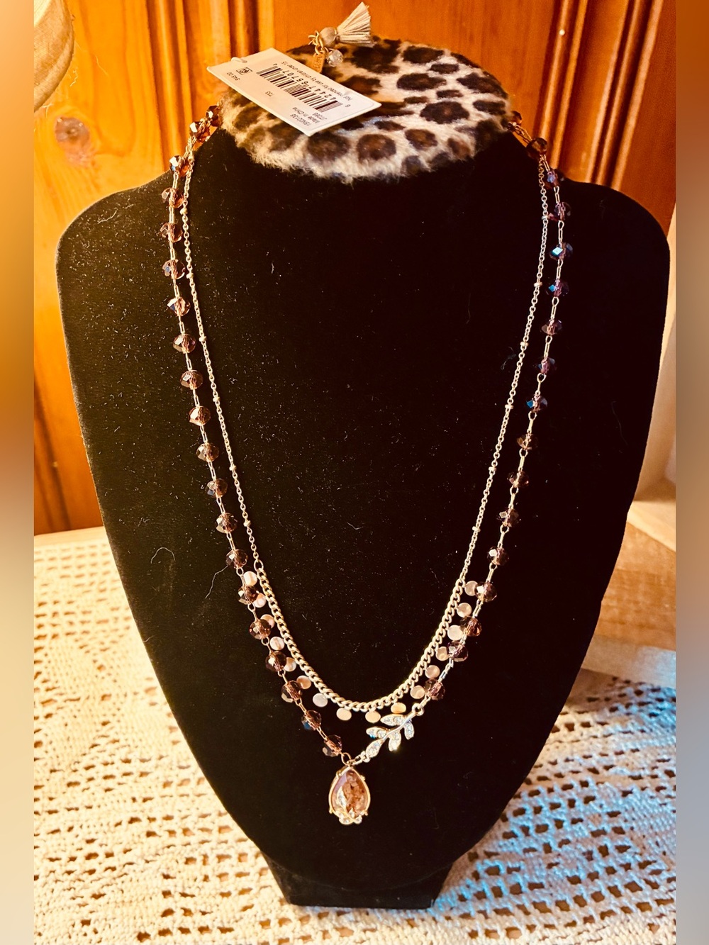 lonna & lilly Layered Pink Crystal and Silver-Tone Pendant Necklace